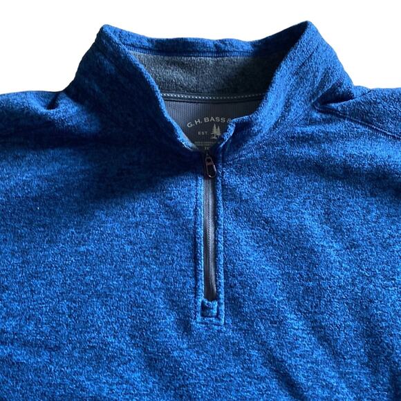 Men's GH Bass & Co Blue Fleece Quarter Zip - Picture 2 of 5